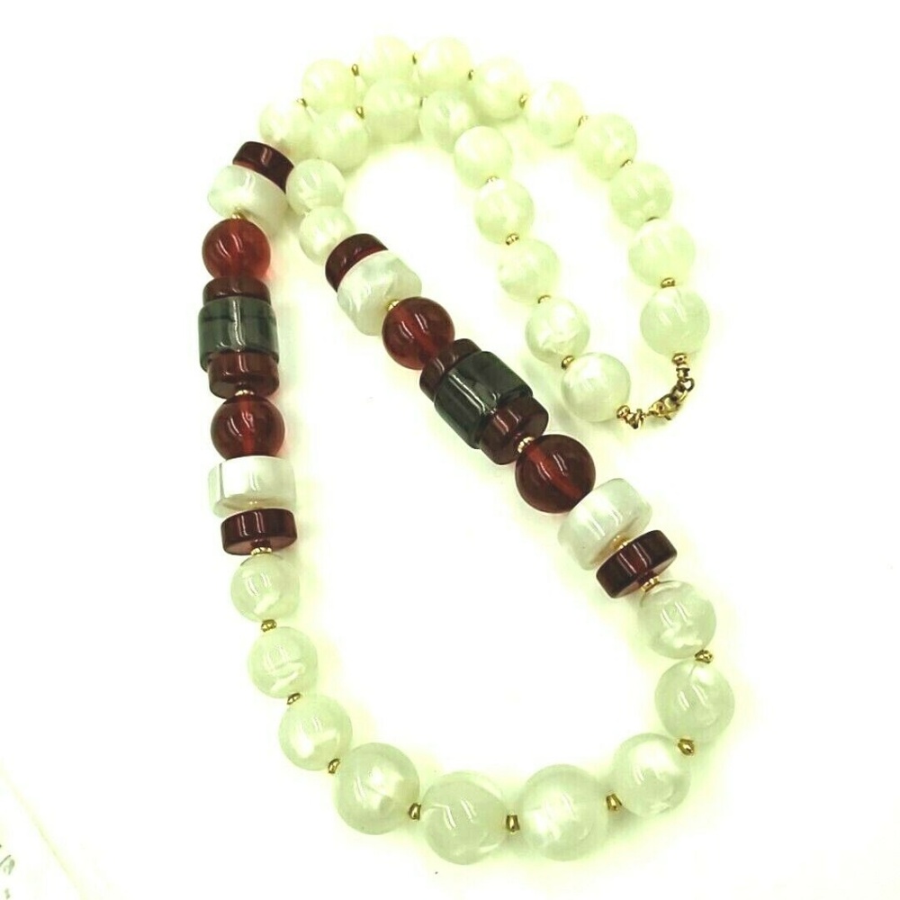 Monet Chunky Lucite Moonlight Red Necklace